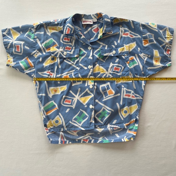 Vintage 90s Patterned Boscali Button Down Shirt - Petite - Picture 7 of 13